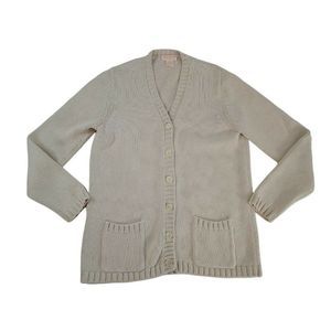 Vintage BROOKS BROTHERS Women's V-neck Button Up Cardigan Sweater Beige Size M